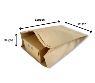 Bag with dimensions