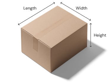 Cardboard Box with Dimension indicators