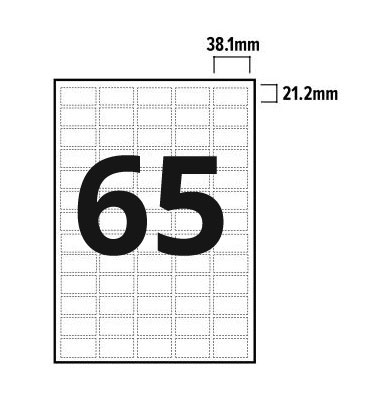Printer Labels - 65 Per Sheet - Round Corners - 2