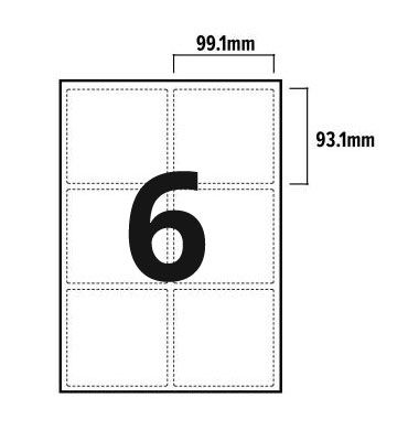 Printer Labels - 6 Per Sheet - Round Corners - 2