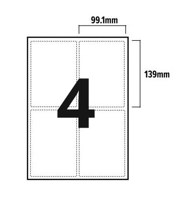 Printer Labels - 4 Per Sheet - Avery Style L7169 - J8169 Printer Labels
