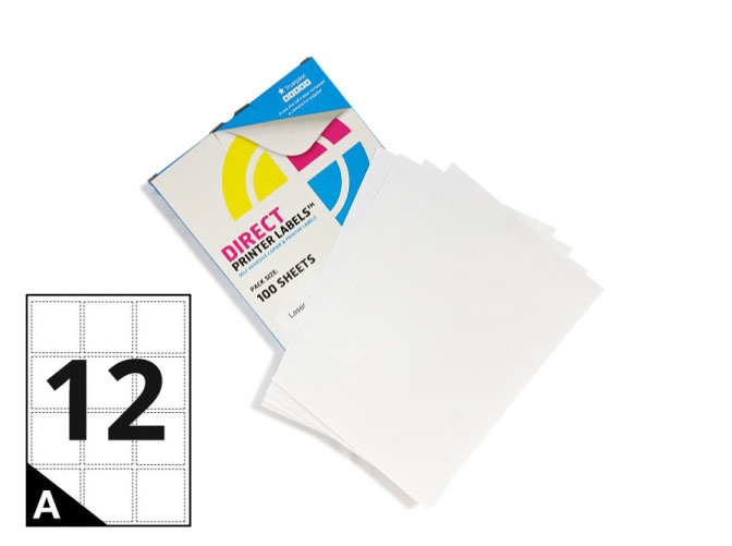 Printer Labels - 12 Per Sheet - Round Corners 