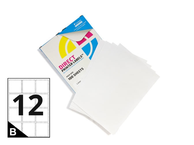 Printer Labels - 12 Per Sheet - Round Corners