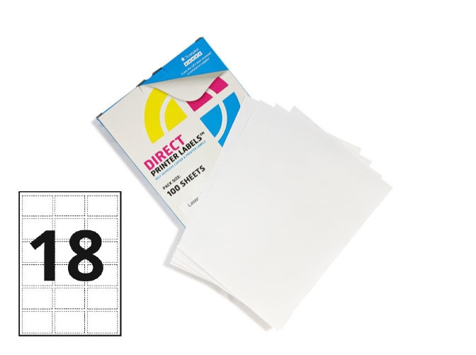 Printer Labels - 18 Per Sheet - Round Corners 