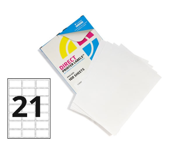 Printer Labels - 21 Per Sheet - Round Corners  image