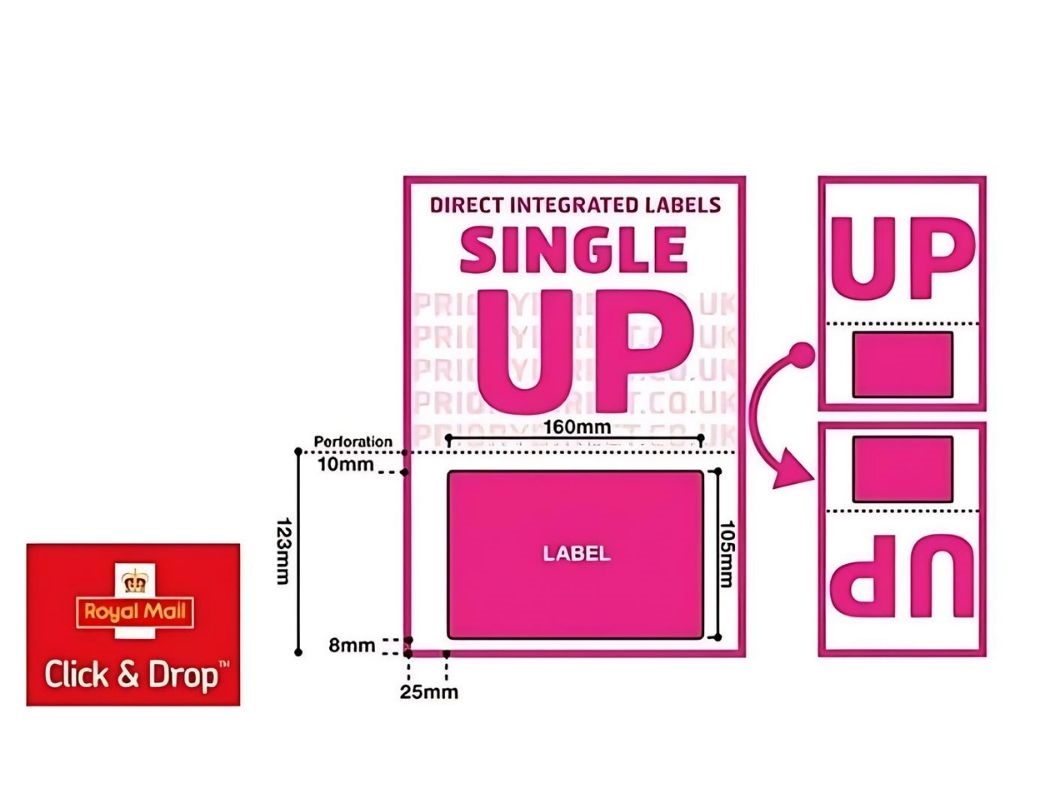 Image of Royal Mail Click and Drop Labels - Single Style UP - 100 Sheets