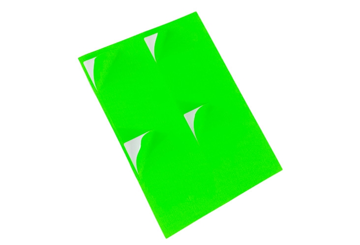 Printer Labels - 4 Per Sheet - Fluorescent Green - Round Corners