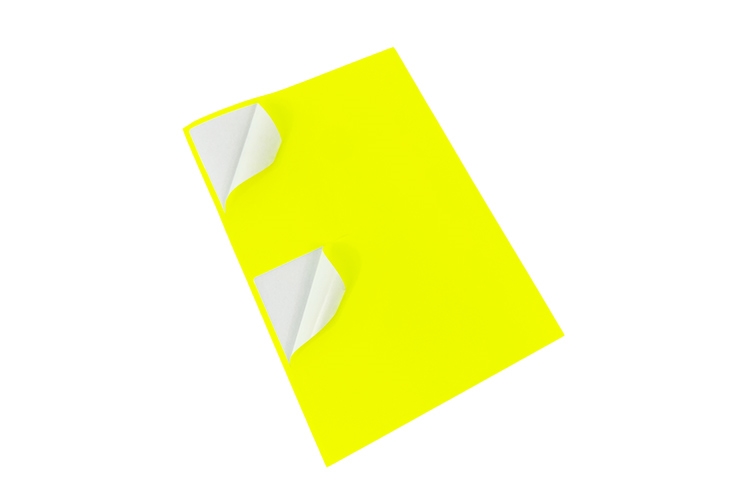 Printer Labels - 2 Per Sheet - Fluorescent Yellow - Round Corners