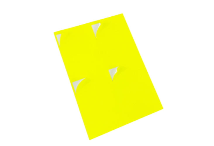 Printer Labels - 4 Per Sheet - Fluorescent Yellow - Round Corners