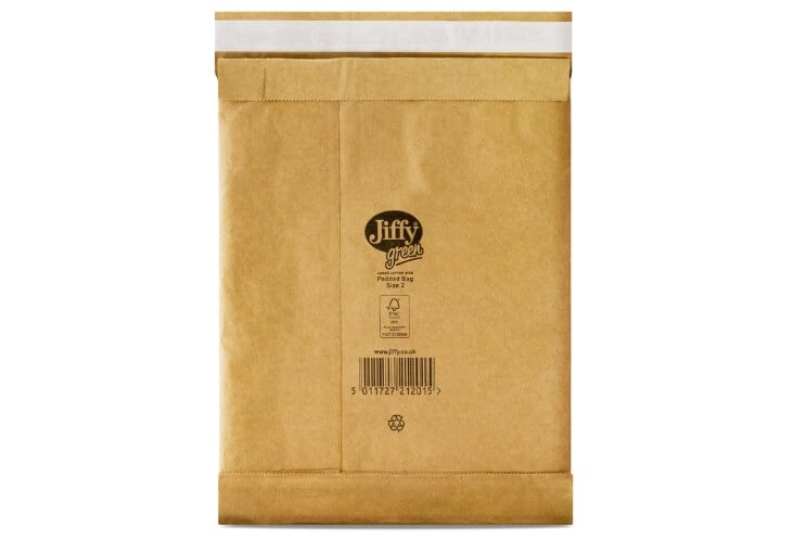 195 x 280mm - Size 2 Jiffy Green Padded Bags