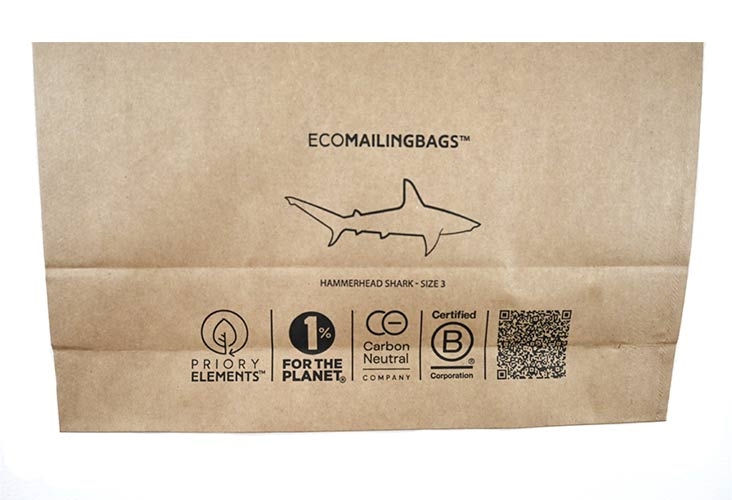 Paper Mailing Bags - Priory Elements EcoMailingBags™ - 410 x 260 x 70mm - Hammerhead Shark Image 4