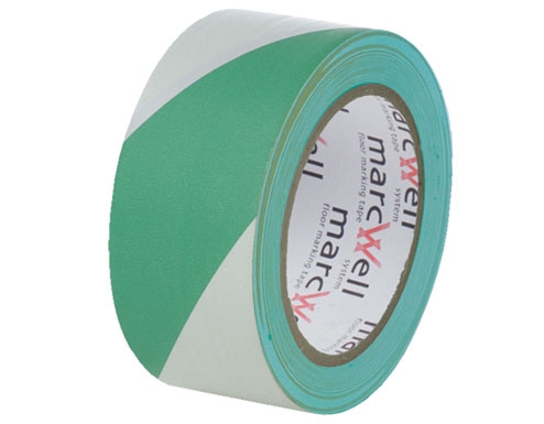 Floor Hazard Warning Tape - Green & White image