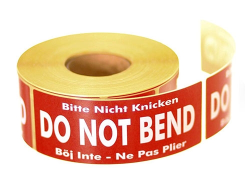 Do Not Bend Labels 