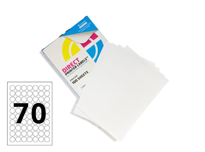 Printer Labels - 70 Per Sheet - Round - 25mm Diameter image