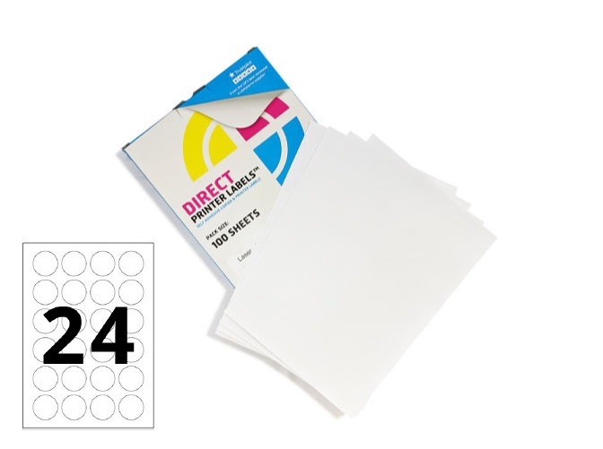 Printer Labels - 24 Per Sheet - Round Labels - 40mm Diameter image