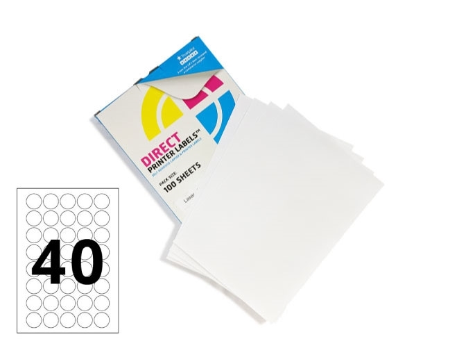 Printer Labels - 40 Per Sheet - Round - 32mm Diameter