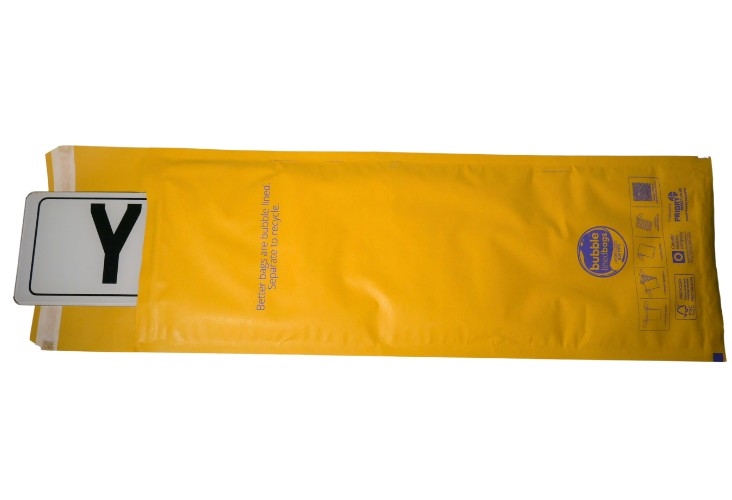180 x 535mm - Number Plate Size Standard Bubble Lined Bags - Gold