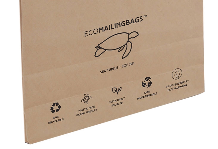 Paper Mailing Bags - Priory Elements EcoMailingBags™ - Letterbox Friendly - 353 x 223 x 25mm - Sea Turtle Image 8