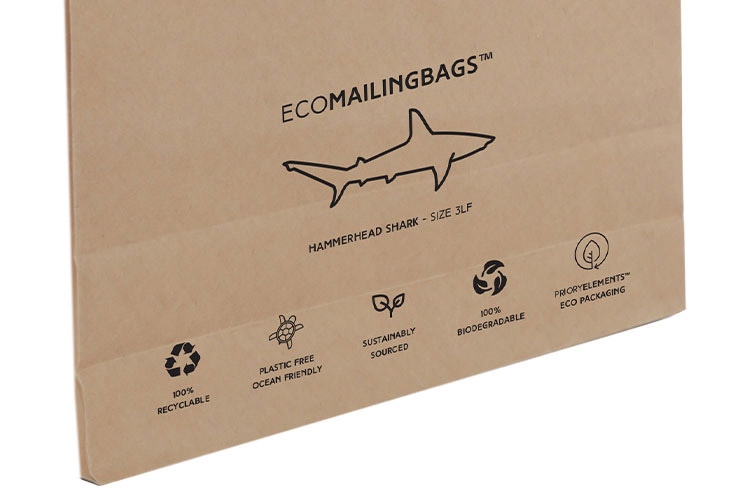 Paper Mailing Bags - Priory Elements EcoMailingBags™ - Letterbox Friendly - 410 x 260 x 25mm - Hammerhead Shark Image 8