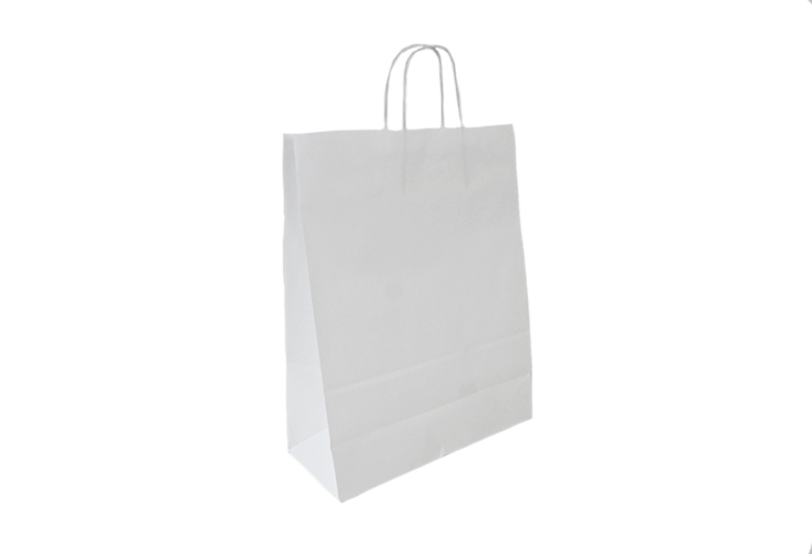 Image of White Paper Carrier Bags - Twisted Handles - 320 x 140 x 420mm - 150 Bags
