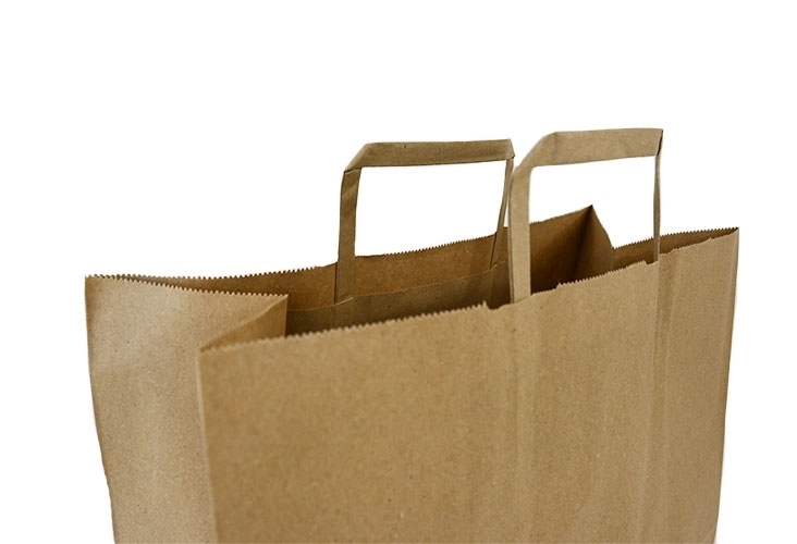 Brown Block Bottom Paper Carrier Bags - Flat Handles - 320 x 160 x 350mm Image 2
