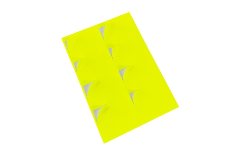 Printer Labels - 8 Per Sheet - Fluorescent Yellow - Round Corners