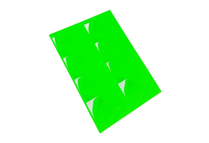 Printer Labels - 8 Per Sheet - Fluorescent Green - Round Corners