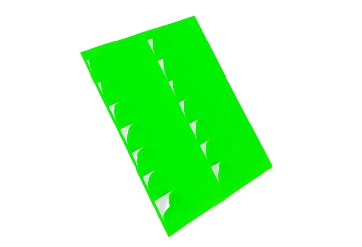 Printer Labels - 14 Per Sheet - Fluorescent Green - Round Corners