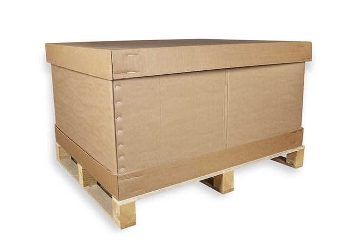 Cardboard Half UK Pallet Boxes - With Pallet - 1070 x 870 x 550mm