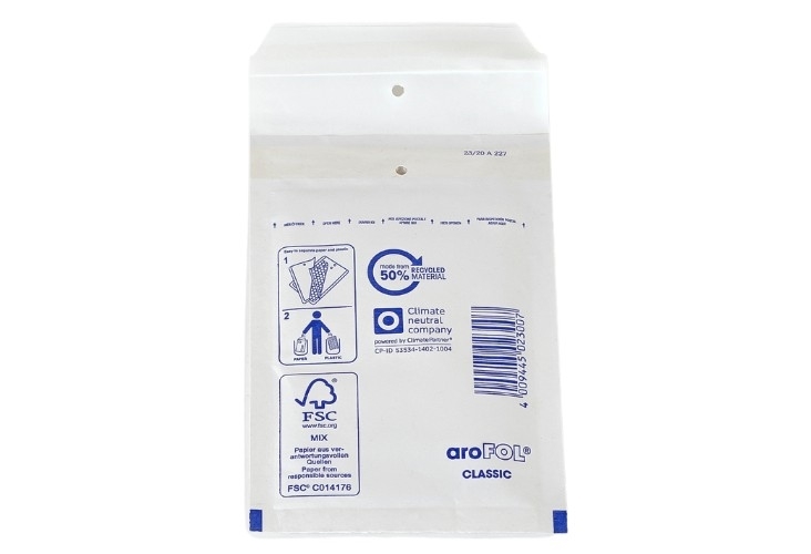 Image of 100mm x 165mm - Arofol Size 1A Padded Envelopes - White - 200 Bags