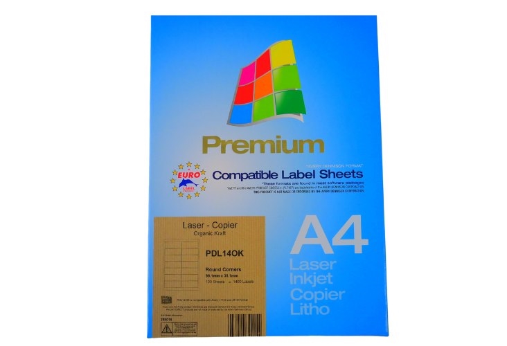 Kraft Printer Labels - 14 Per Sheet - Round Corners Image 2