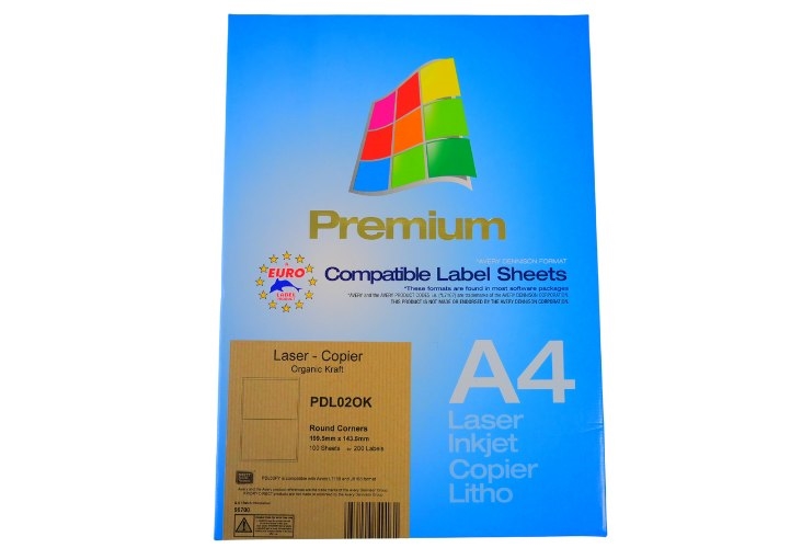 Kraft Printer Labels - 2 Per Sheet - Round Corners Image 2