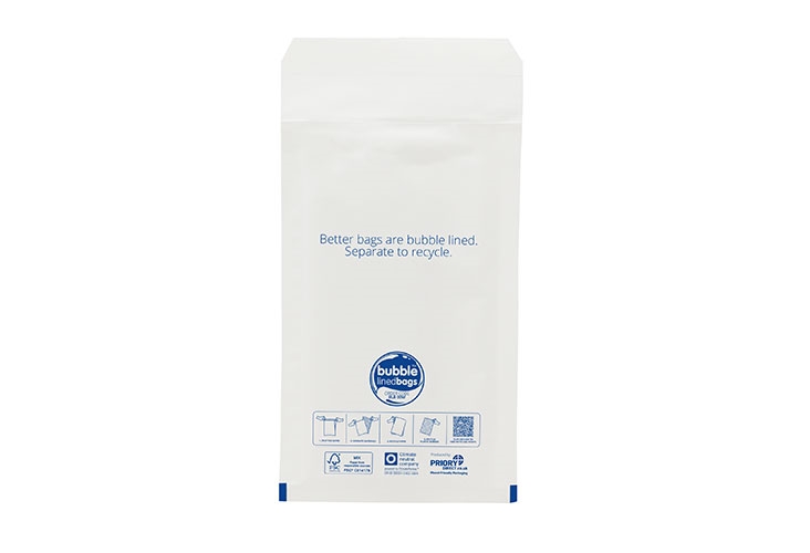 120 x 215mm - Size 00 Bubble Lined Bags - White
