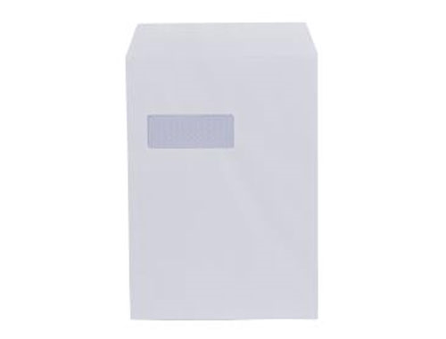 229 x 324mm - C4 White Envelope With Window - Self Seal - Pocket - 90gsm