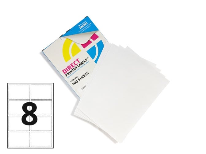Printer Labels - 8 Per Sheet - Round Corners
