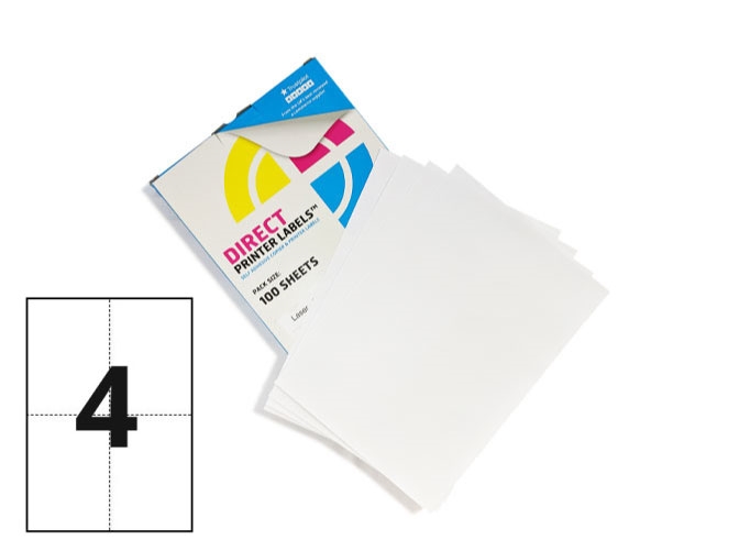 4 Per Sheet A4 Labels - Square Corners