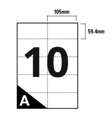 10 Per Sheet A4 Labels - Square Corners  - 2