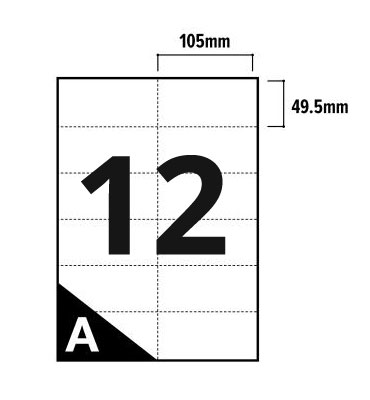 12 Per Sheet A4 Labels - Square Corners  - 3
