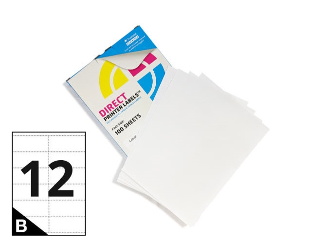 12 Per Sheet A4 Printer Labels - Square Corners