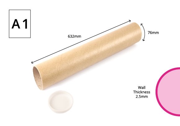 632 x 76mm - A1 Wide Postal Tubes