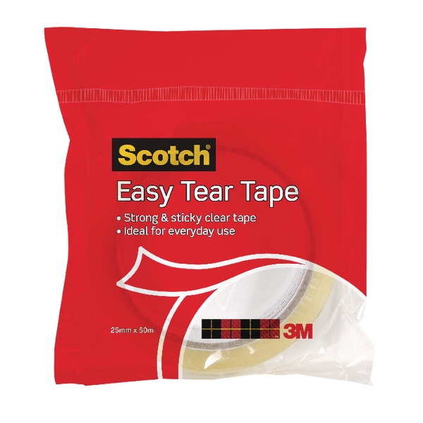 24mm x 50m Clear Easy Tear Tape Priory Direct