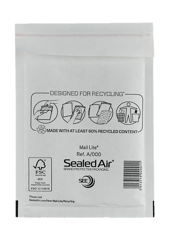 110 x 160mm - Sealed Air Mail Lite Bags A/000 - White