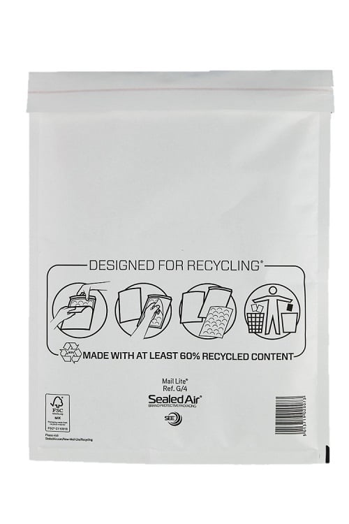 240 x 330mm - Sealed Air Mail Lite Bags G/4 - White