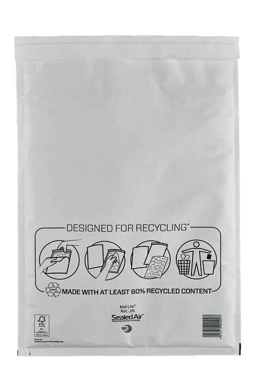 300 x 440mm - Sealed Air Mail Lite Bags J/6 - White