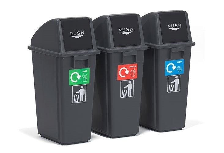 Recycling Bins 60L With 5 Recycling Labels Priory Direct