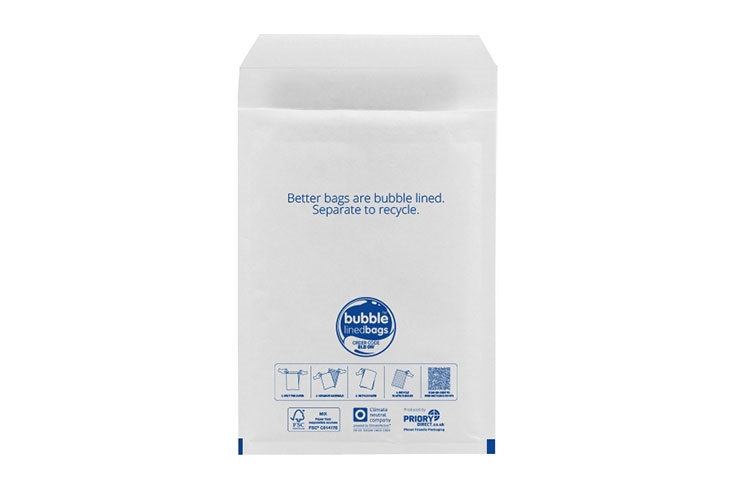 150 x 215mm - Size 0 Bubble Lined Bags - White
