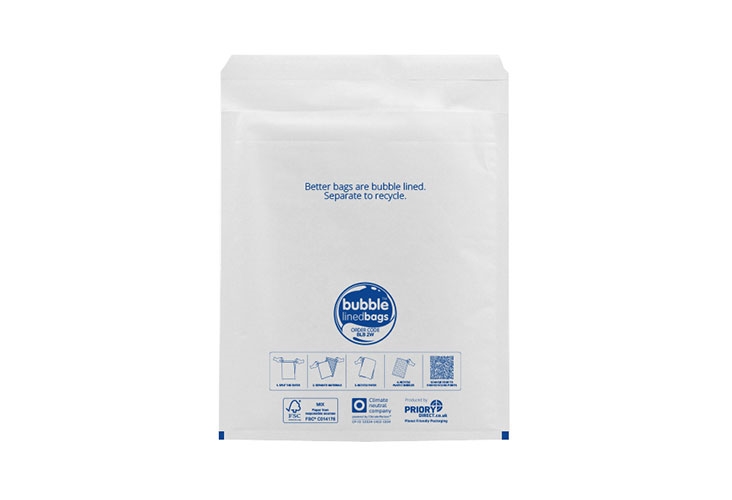 220 x 265mm - Size 2 Bubble Lined Bags - White