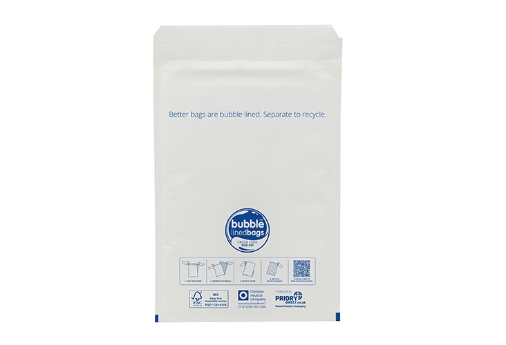 225 x 330mm - Size 4 Bubble Lined Bags - White