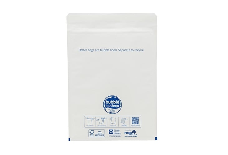270 x 360mm - Size 5 Bubble Lined Bags - White
