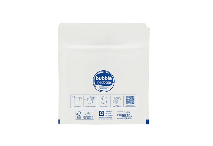 180 x 160mm - CD Size Bubble Lined Bags - White